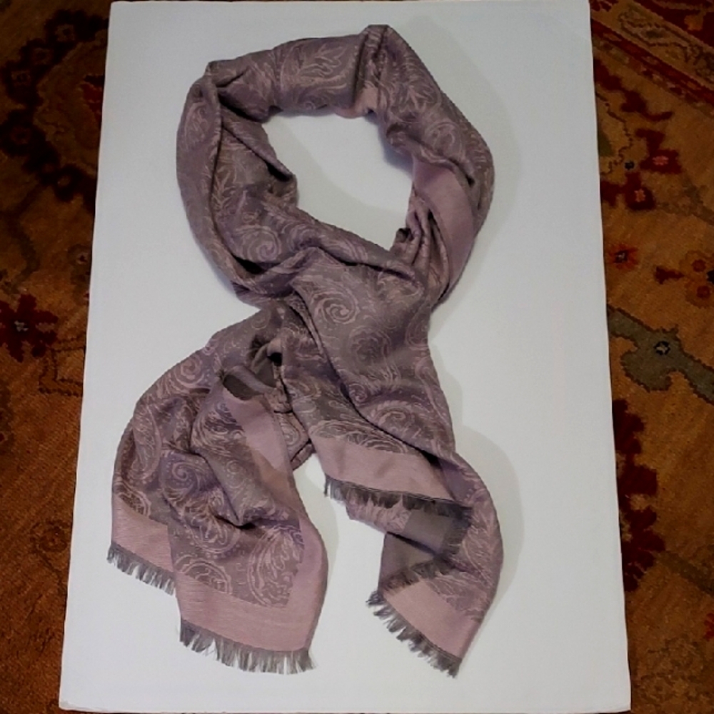 Pashmina Scarf Pink And Gray Paisley Wrap Scarf